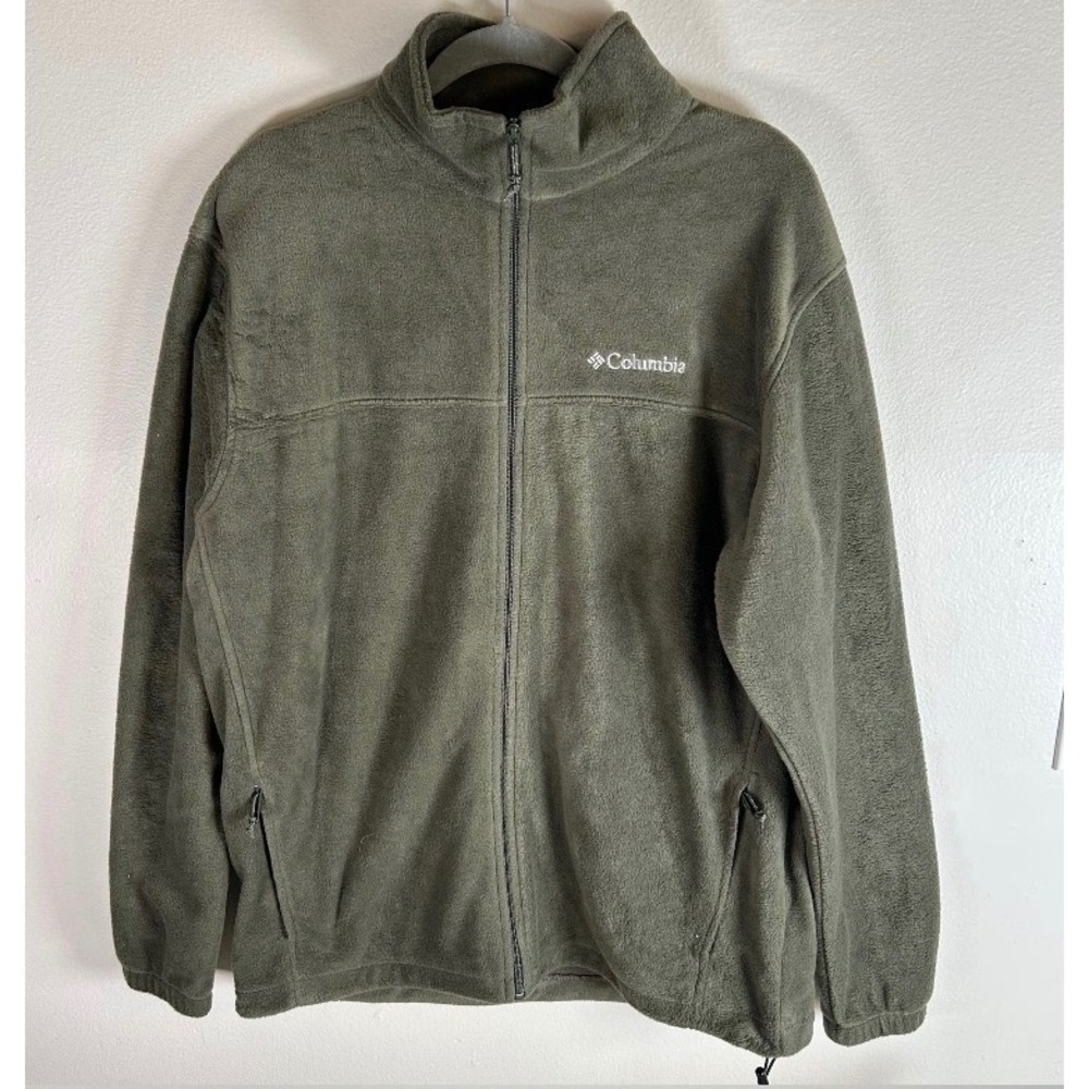 Columbia Mens Fleece Jacket Olive Green Full Zip Steens Mountain LT Tall